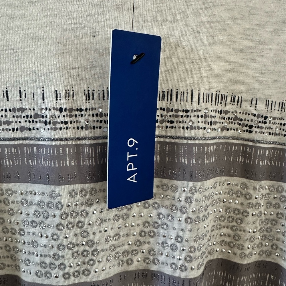 Apt. 9 Cream Short-Sleeve Tee with Gray Stripe Band - Picture 2 of 6